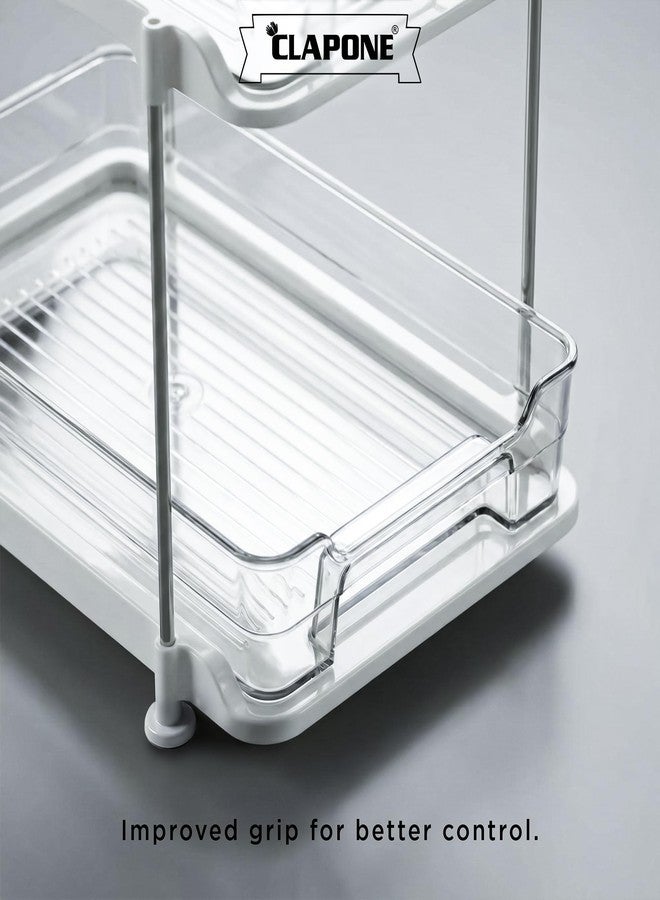 CLAPONE Bathroom Organizer Clear Under Sink Organizers Vanity Countertop Storage Container Cabinet Drawers Pull-Out Organization with Track for Pantry Kitchen (2 Tier) - Image 2